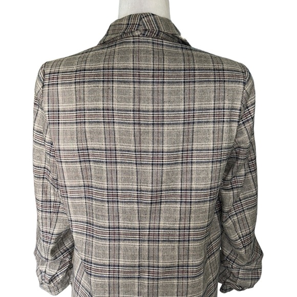 Lulus Coffee Dates Light Brown Plaid Ruched Sleeve Blazer - XS - Picture 10 of 15